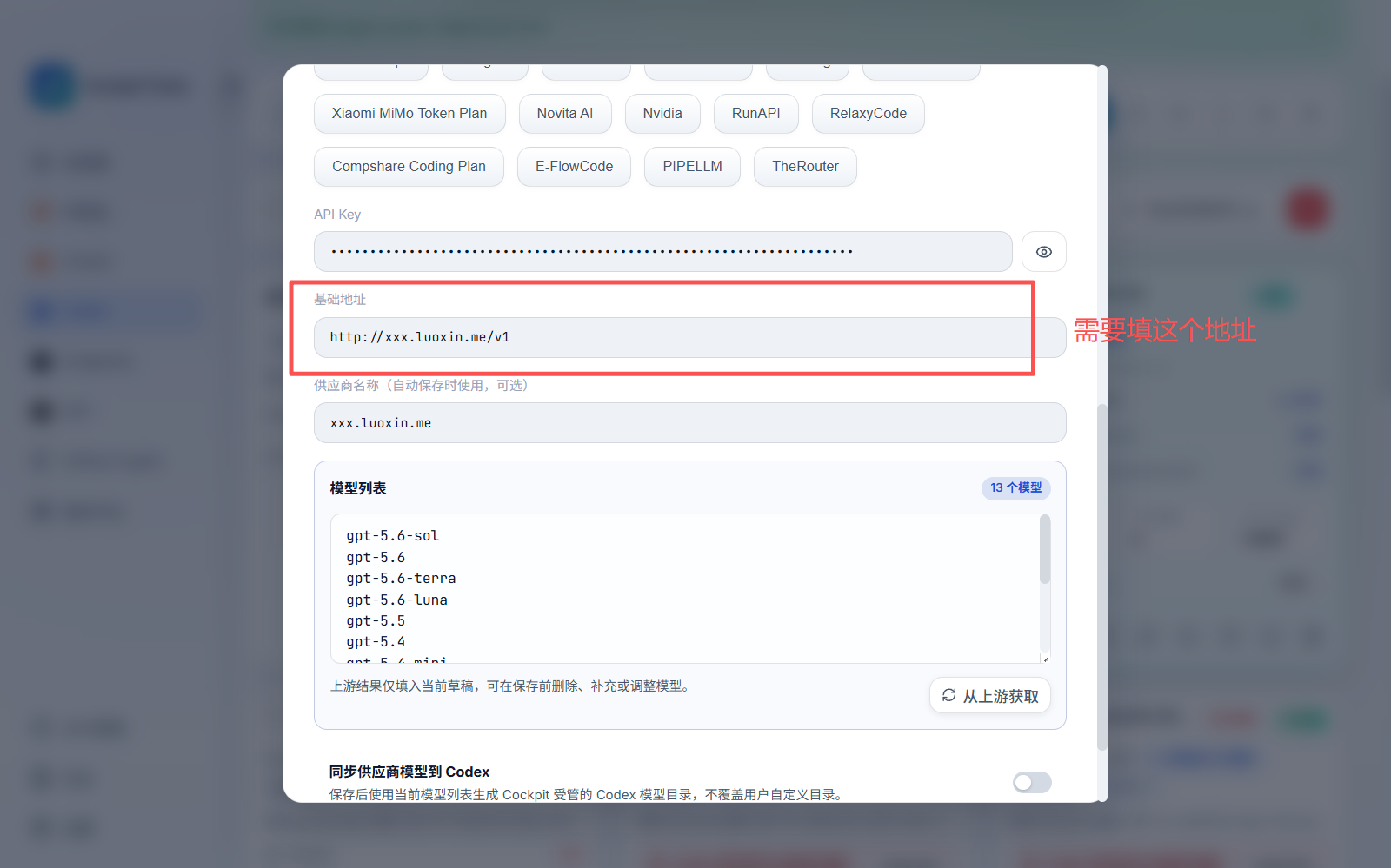 填写自定义供应商基础地址